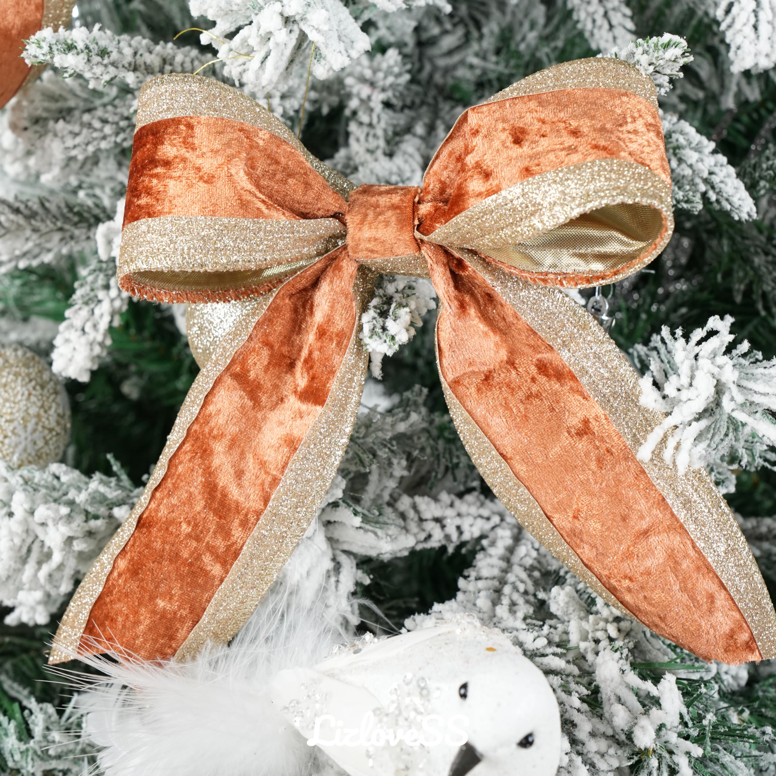 Copper And Champagne Gold Velvet Wired Ribbon 2.5" X 10 Yards