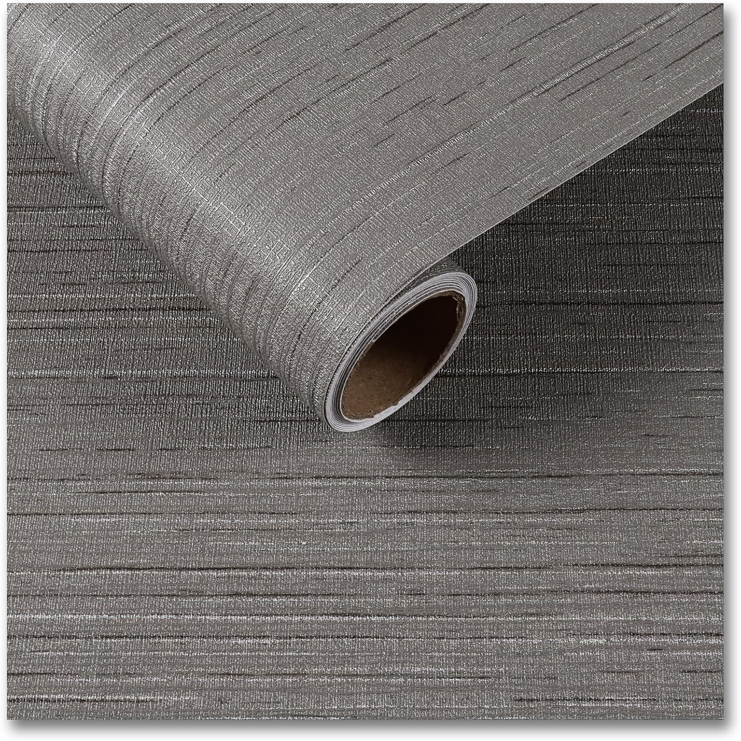 CRE8TIVE Dark Grey Grasscloth Peel and Stick Wallpaper Textured 12"x80
