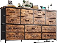 Vista 9 de Dresser for Bedroom with 16 Fabric Drawers Long Dresser with Charging Station TV Stand for 60" TV Dressers & Chest of Drawers for Bedroom, Living