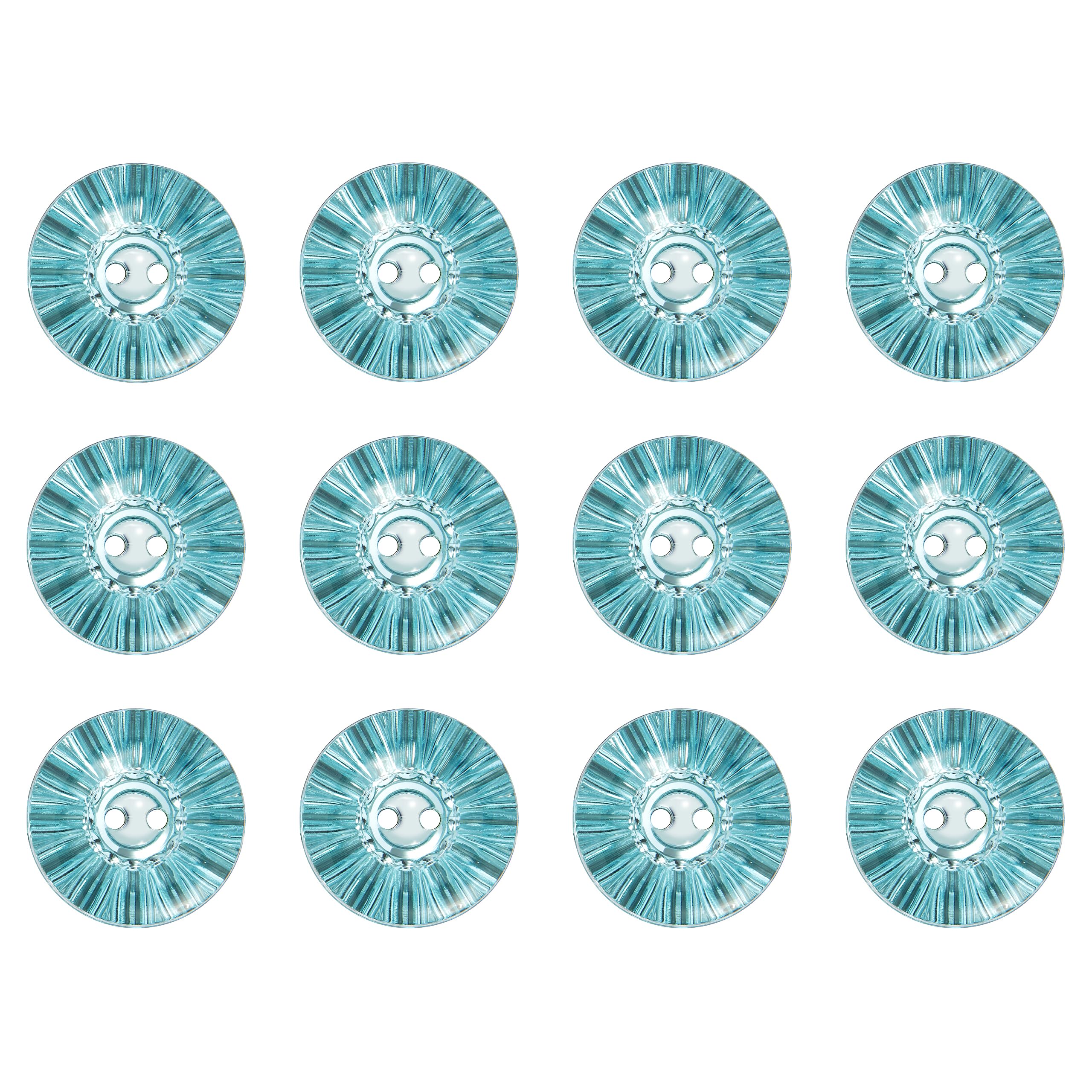 Pack of 12 Turquoise 13mm Acrylic 2 Hole Buttons for Sewing on Clothing Crafts Shiny Sparkly Embellishments
