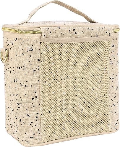 Miniatura 9 de SoYoung Lunch Poche - Lonchera aislada para el trabajo, viajes y picnic, diseño estético, linoalgodón, lavable a máquina, correa desmontable, rayas