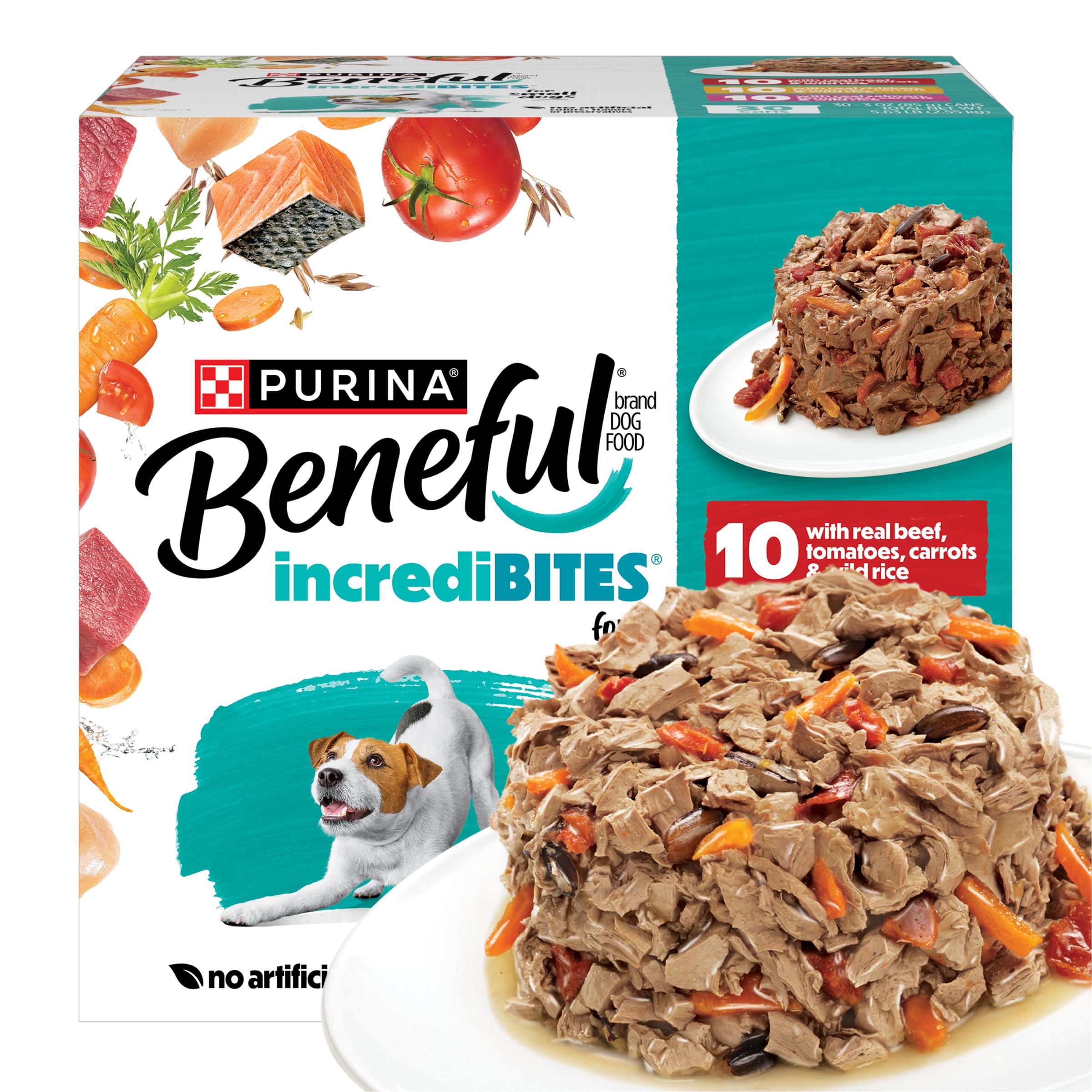 Purina Small Breed Wet Dog Food Variety Pack, IncrediBites With Real Beef, Chicken and Salmon - (Pack of 30) 3 Oz. Cans