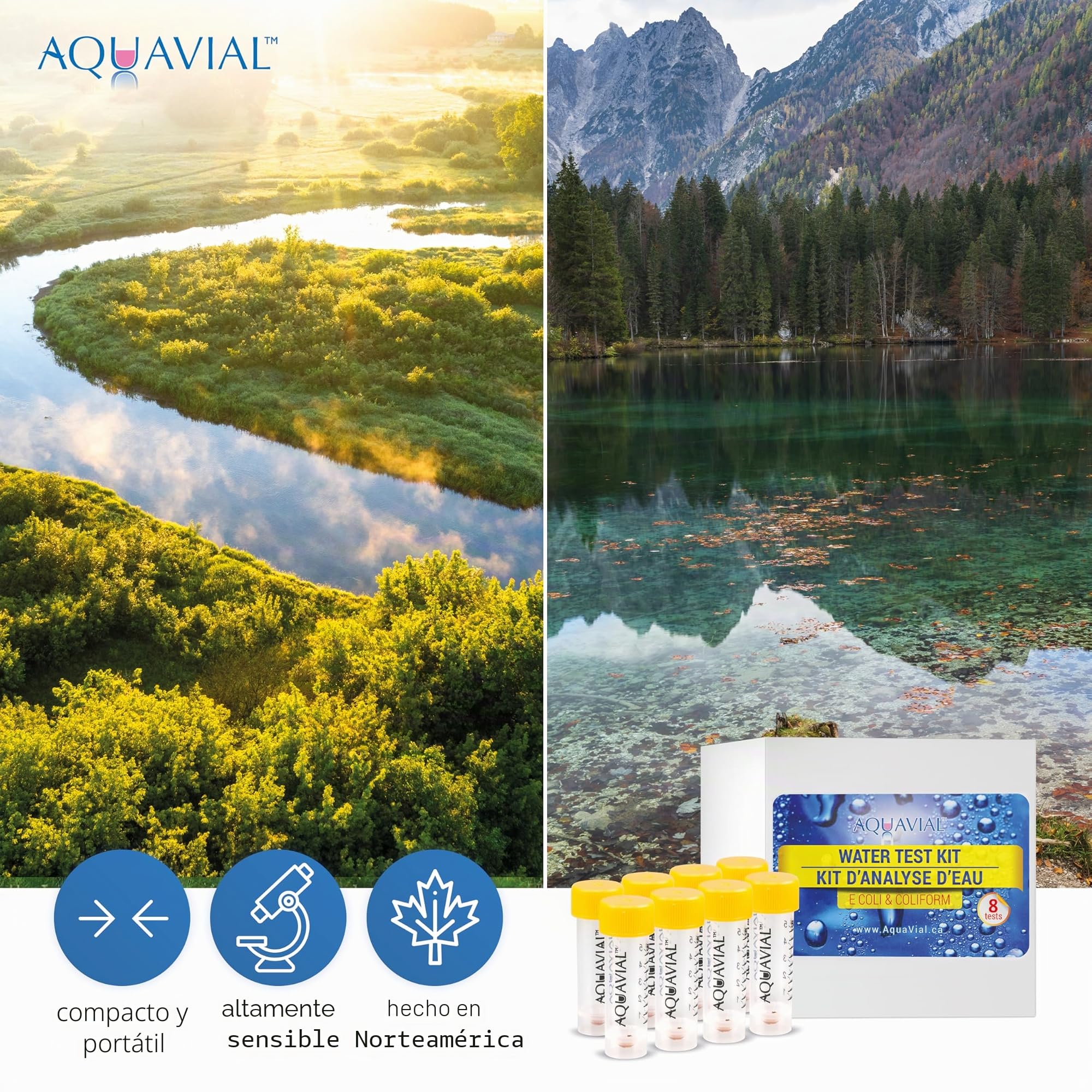 Kit de prueba de agua – 8 unidades para detección de bacterias E. coli y coliformes | Kits de prueba de agua de alta sensibilidad para agua potable o pozo | Probador de calidad del agua para