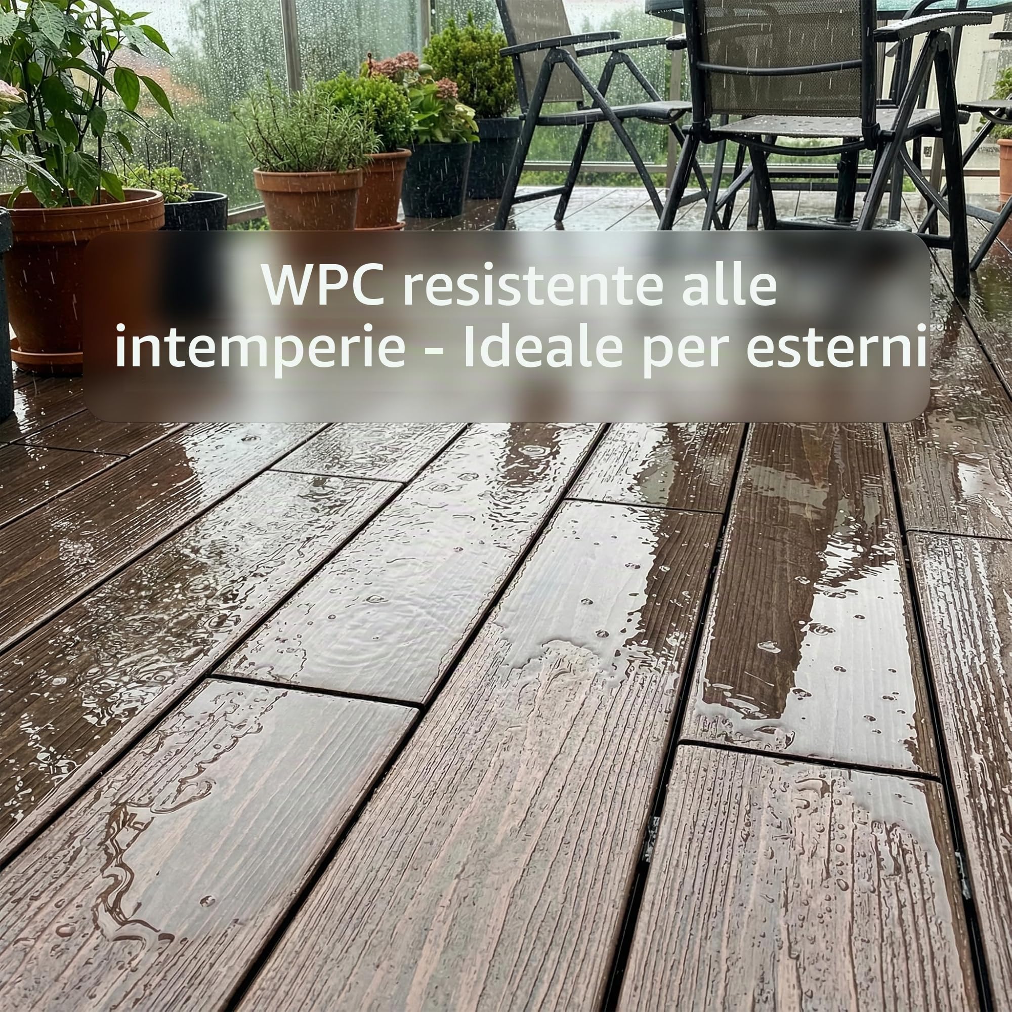 Floordirekt WPC pavimentazione per terrazza 220x14,6cm – Assi piene con camera d'aria, set completo, incl. sottostruttura & materiale di montaggio, resistente agli agenti atmosferici e ai raggi UV per