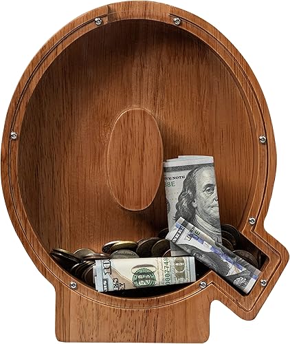 Vista 248 de Alcancía para niños y niñas, alcancía de madera con letra grande del alfabeto con inicial C, banco de monedas, regalos divertidos para cumpleaños