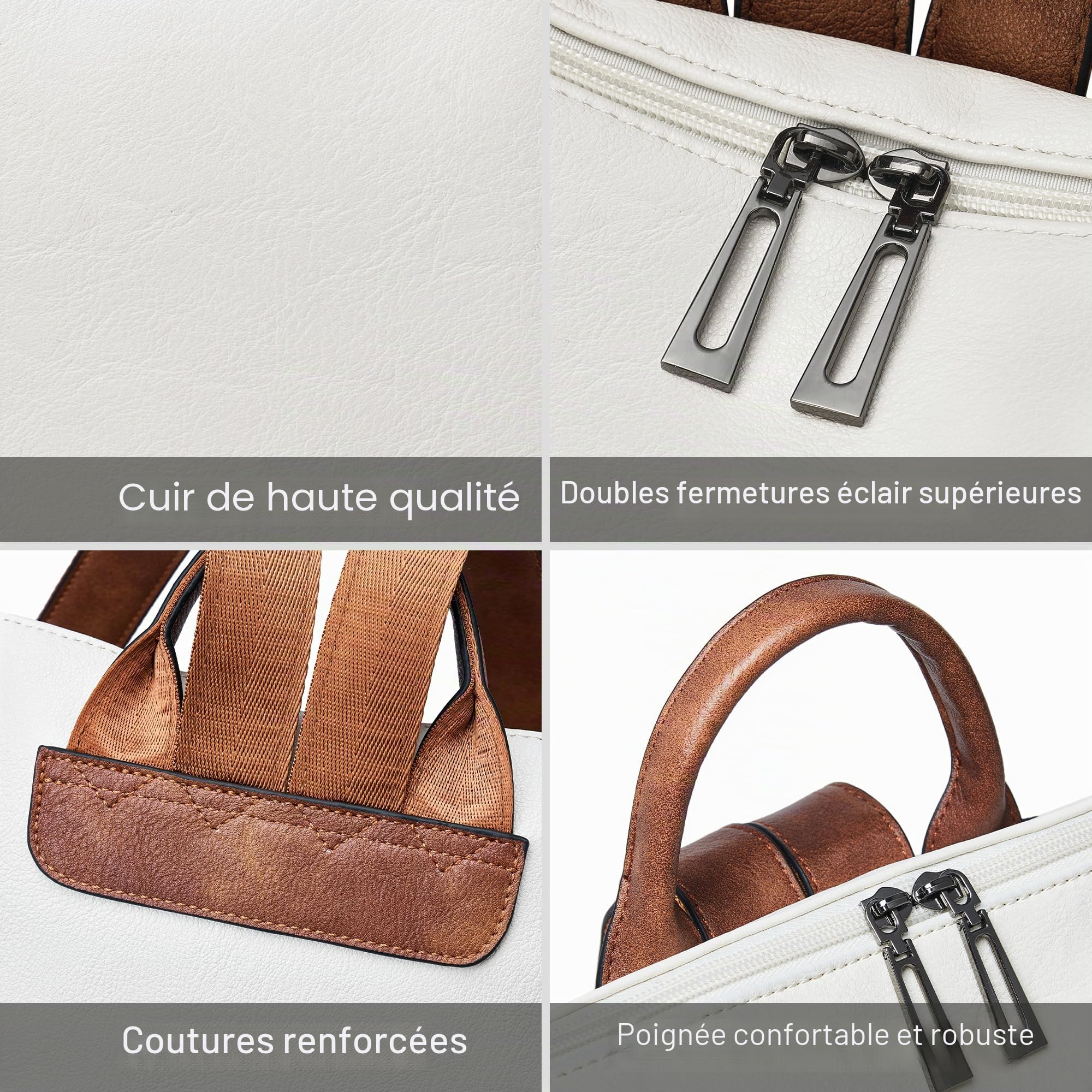 Shrrie Sac à dos pour ordinateur portable 15,6 pouces femme en cuir végan | Sac à dos de voyage imperméable,conception grande capacité pour déplacement quotidien