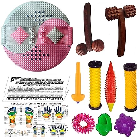 Escor Acupressure Magnetic n Pyramid Power Mat Kit for Pain Relief & Total Health Useful for Heel Knee Leg-Pain Sciatica Cramps Migraine Depression n Boost the Immune System ESC-01-YIN (Multicolor)