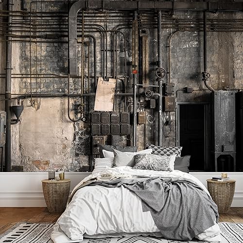 wall26 - Cajas de fusibles industriales contra paredes dañadas - Mural de pared extraíble  Papel tapiz autoadhesivo grande - 66x96 pulgadas