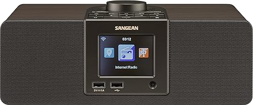 Sangean WFR-32 - Gabinete de madera estéreo de 7 vatios con Wi-Fi Internet Radio Media Center con Bluetooth Marrón