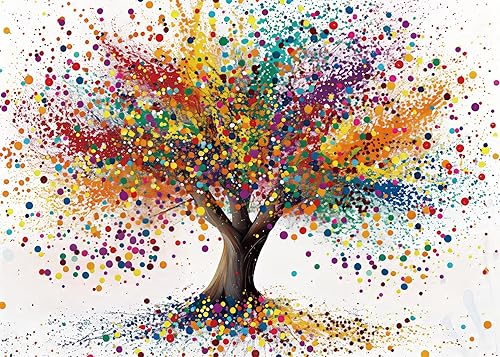 Colorido árbol de la vida rompecabezas para adultos de 1000 piezas, rompecabezas de árbol degradado arco iris, rompecabezas de arte abstracto para