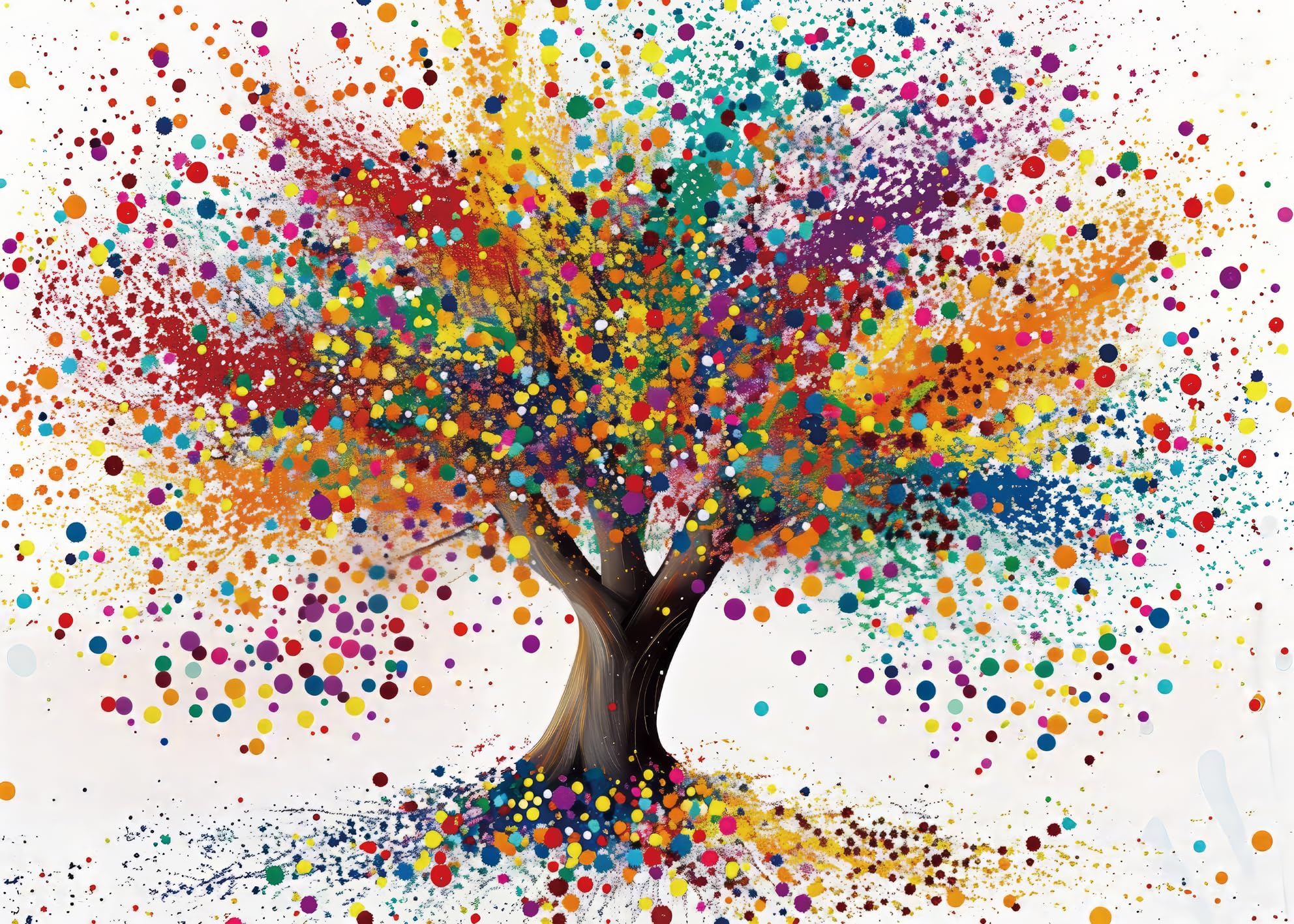 Colorful Tree of Life Puzzle for Adult 1000 Piece, Rainbow Gradient Tree Jigsaw Puzzle, Abstract Art Puzzle for Home Decor