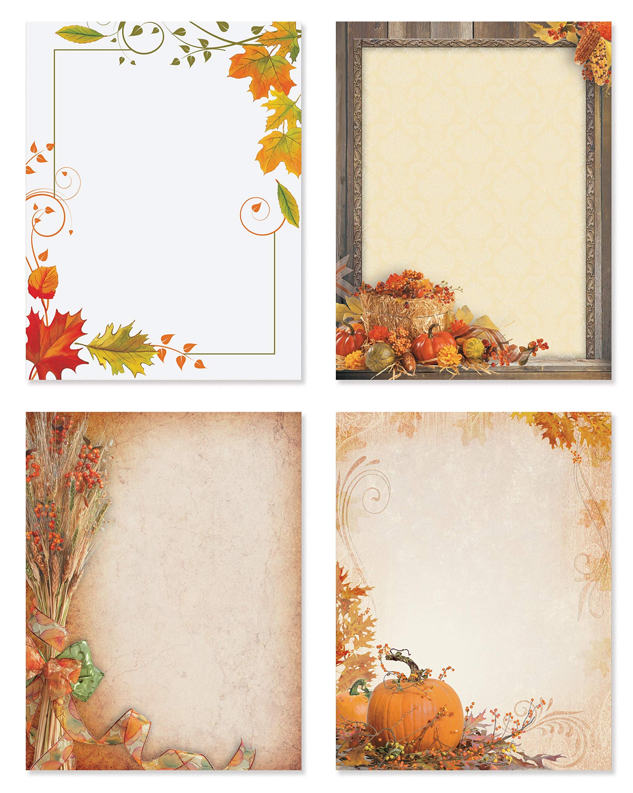 Paperdirect Herbst Herbst Sortiment Blätter Kürbisse Beeren Wirbel Themenpapier Briefpapier Briefpapier Bordüre Papier Briefkopf 8,5 x 11 100 Blatt Edles Premium Briefpapier Dekoratives Druckerpapier