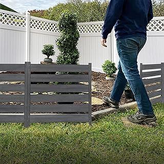 26in H x 24in W (3 Panels) No Dig Zippity Maui Fence Kit, Charcoal Color WoodTek Vinyl Fence Panel, Temporary Outdoor Border for Garden, Easy Install DIY Fence for Backyard, Patio, & Deck, ZP19066