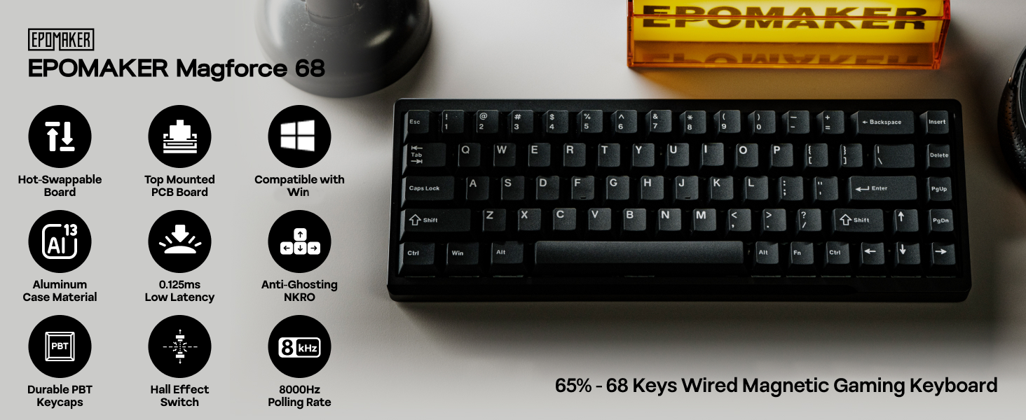 Amazon.com: EPOMAKER Magforce68 Wired Magnetic Gaming Keyboard