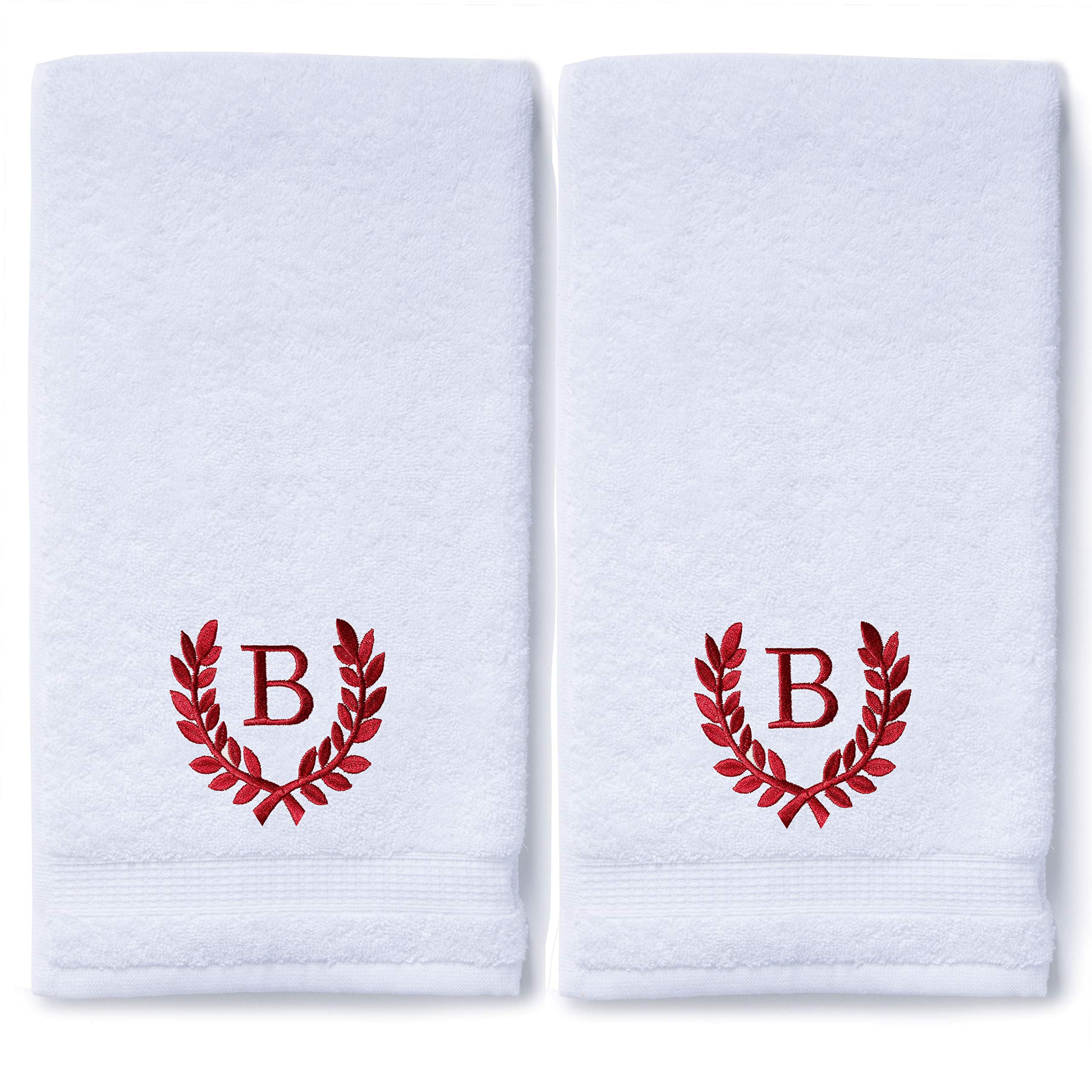 Toallas de mano Monogrammed para baño y cocina | regalo personalizado para bodas y novias | Toalla turca de lujo personalizada | Colección Spa, gran tamaño, 16 x 30 pulgadas, juego de 2