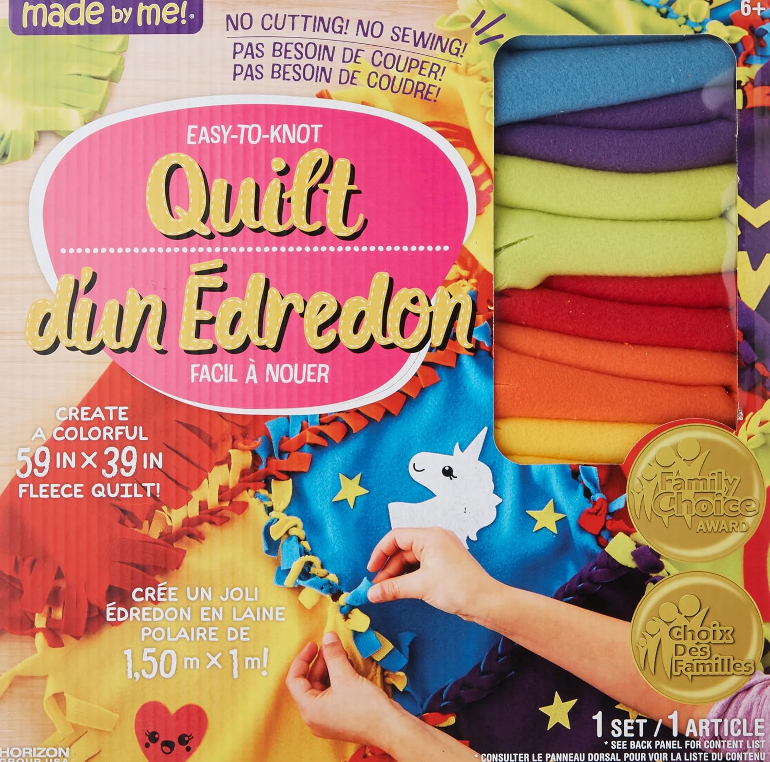 Made By Me Easy to Knot Quilt Making Kit by Horizon Group USA, No