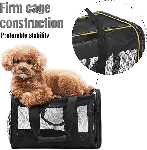Miniatura 5 de Transportador de viaje para mascotas, bolsa portátil de lados suaves para gatos, perros pequeños, gatitos o cachorros, plegable, duradero, aprobado