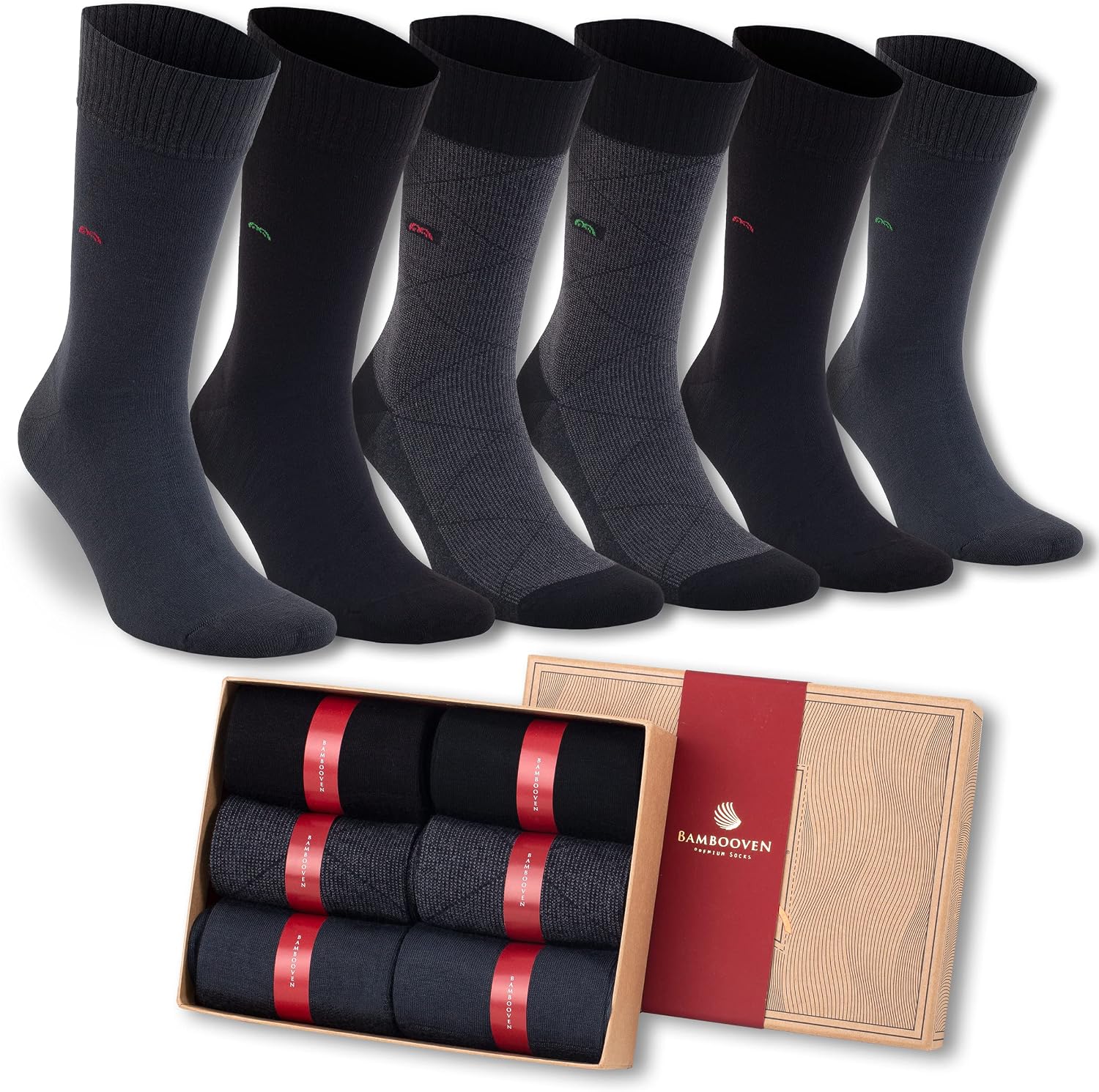 BAMBOOVEN Diabetic Socks for Men & Women - Rayon Made From Bamboo Diabetic Crew Socks - 2/4/6 Pairs Diabetes Socks