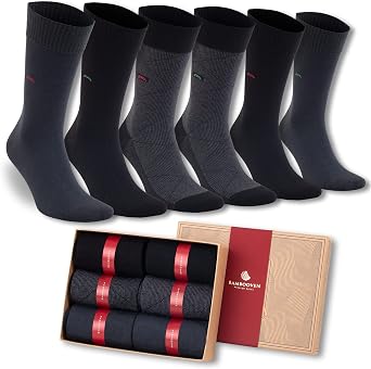 BAMBOOVEN Diabetic Socks for Men & Women - Rayon Made From Bamboo Diabetic Crew Socks - 2/4/6 Pairs Diabetes Socks