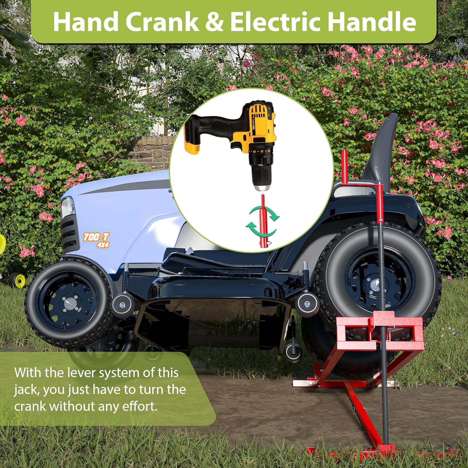 Riding Lawn Mower Lift Jack Lawn Mower Jack Lift with 880 Lbs Weight Capacity Telescopic Maintenance Jack for Lawn mowers and Garden Tractors Red
