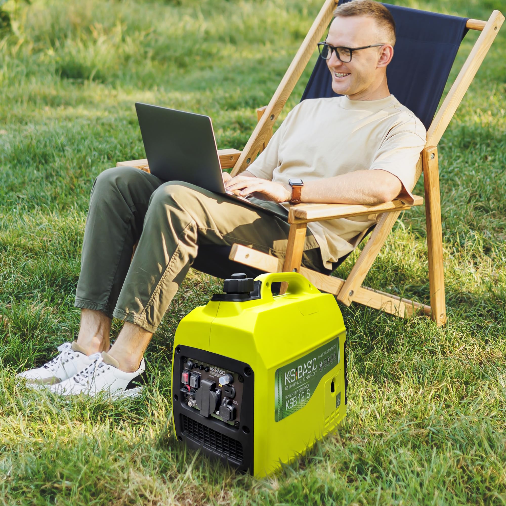 K&S Basic Generador inverter KSB 12i S de corriente kW 1.2, generadores inversores para pesca, camping, salida USB, generador de energía de emergencia de gasolina