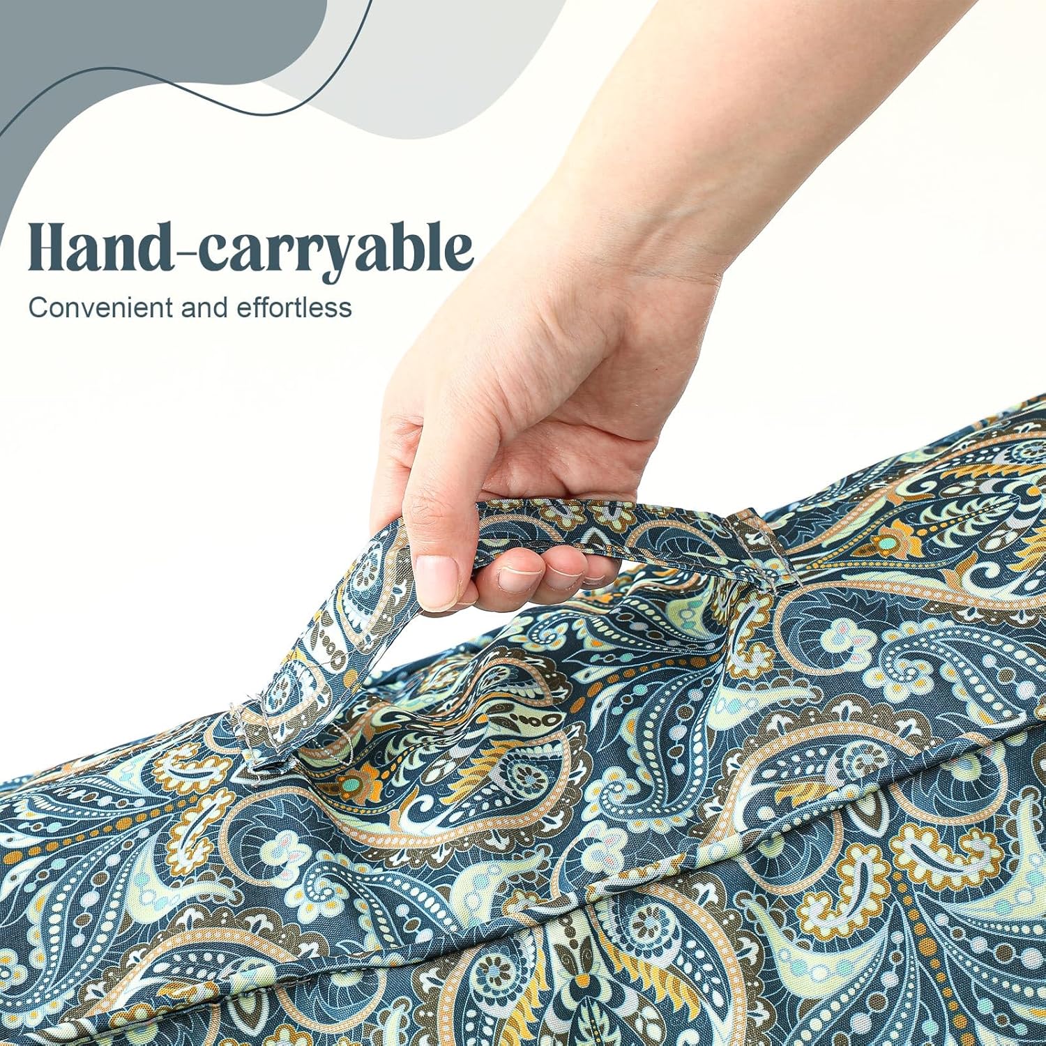 Marsui 2 Sets Outdoor Deep Seat Cushions 24x24, 6" Thick Waterproof & Fade Resistant Patio Furniture Replacement Cushions, Blue Damask Backs and Seat Pads for Porch Backyard Wicker Sofa