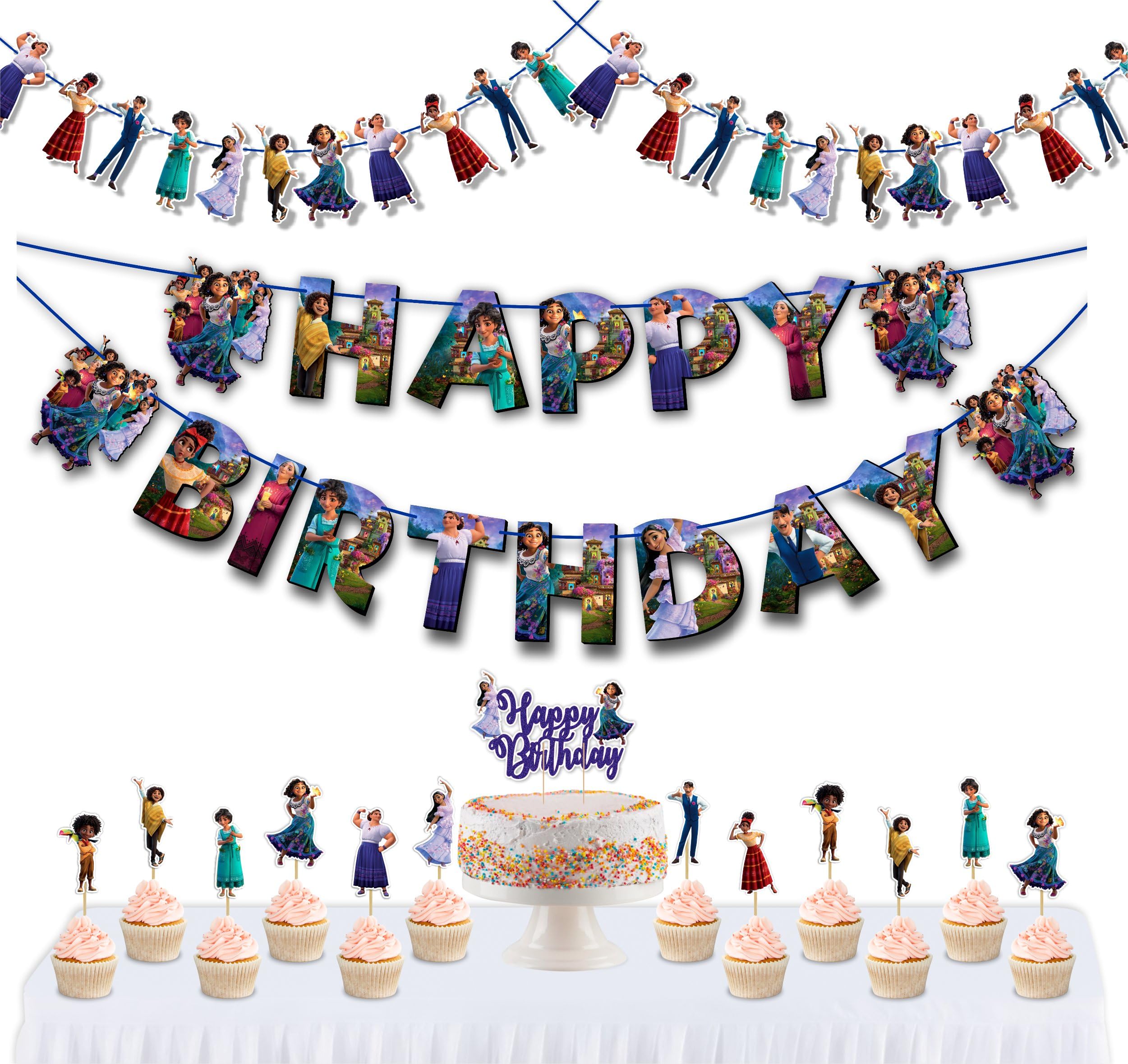 Encato Theme Birthday Party Supplies Set – Magical Inspired Decorations – Includes Banner, Cake Toppers, Tableware & More – Encato Party Décor Kit for