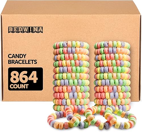 Miniatura 9 de Paquete de 36 pulseras de caramelo para niños de 2.5 pulgadas  Caramelos novedosos envueltos individualmente  Pulseras elásticas comestibles