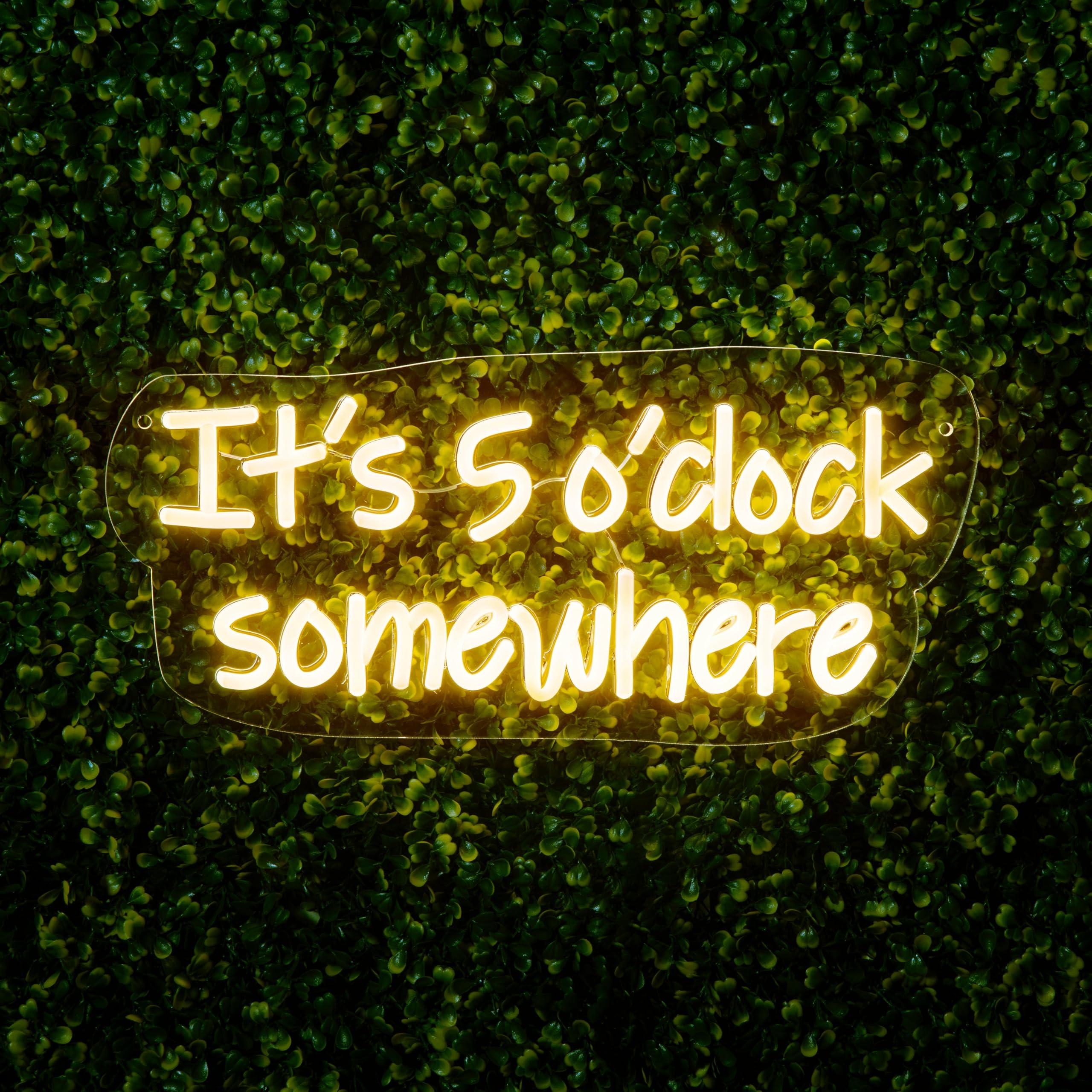 Premier 39cm LED Neon Wall Sign It's 5 O'Clock Somewhere – Garden Party Wall Light Sign – Warm White LED Acrylic Home Bar Decor Sign for Bar Wall Party Decoration
