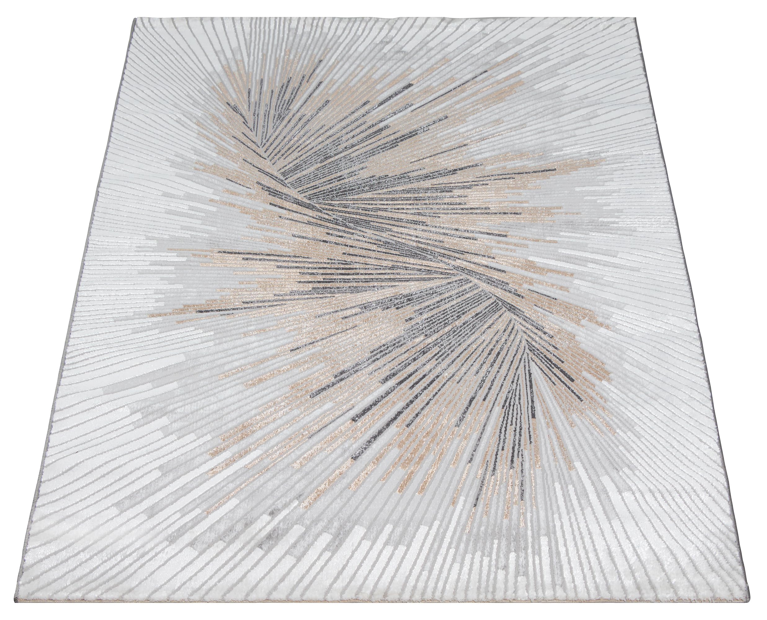 the carpet Mila Modern Dicher Tappeto a pelo corto, per soggiorno, camera da letto, elegante fibra lucida, effetto profondo, grigio crema, 140 x 170 cm