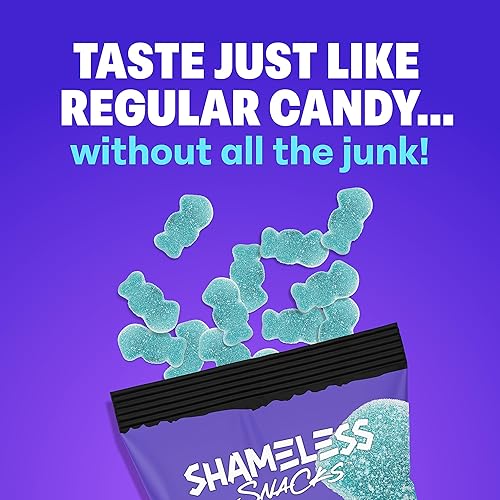 Miniatura 8 de Shameless Snacks Sour Flavors Bundle - Gomitas keto saludables bajas en carbohidratos con bomba de cereza, frambuesa azul y manzana verde