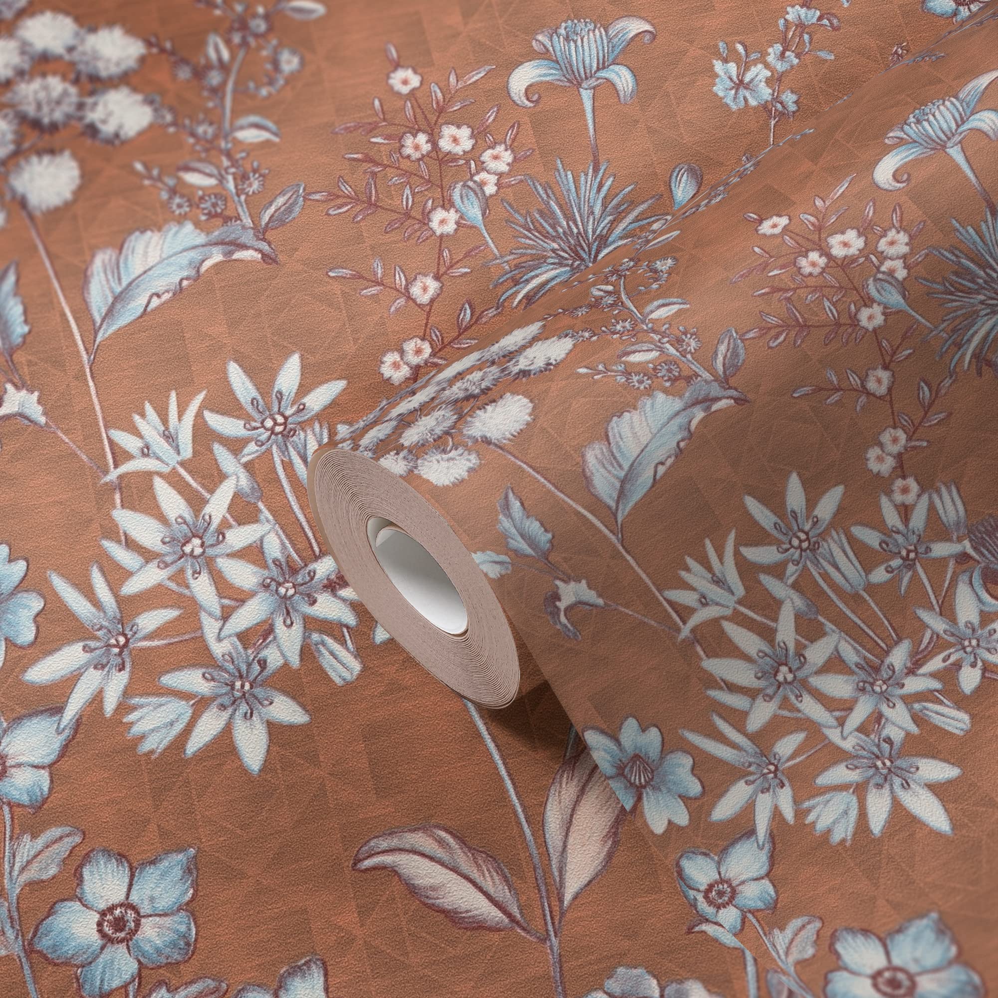Livingwalls Travel Styles Non-Woven Wallpaper, Floral Wallpaper in Orange and Brown - Image 2
