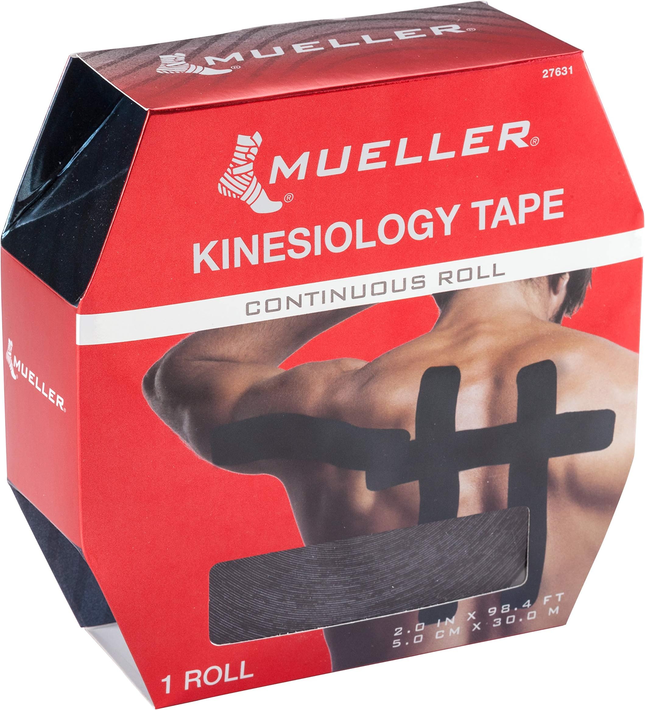 Kinesiology Tape, Continuous Roll, Black, 30 Meters
