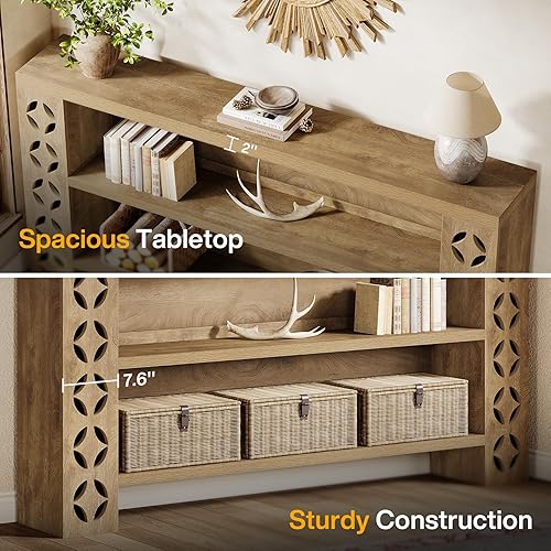 Miniatura 7 de Tribesigns Mesa consola de entrada extra larga de 70.9 pulgadas con almacenamiento, mesa de sofá estrecha detrás del sofá, muebles de entrada