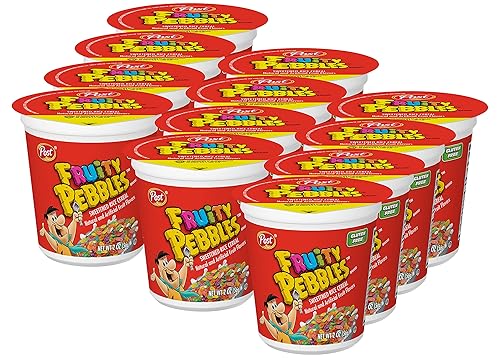 Miniatura 2 de Post Fruity PEBBLES - Cereal de desayuno tazas individuales portátiles para llevar cereales sin gluten 20 onzas paquete de 12 PP-GRCE33476