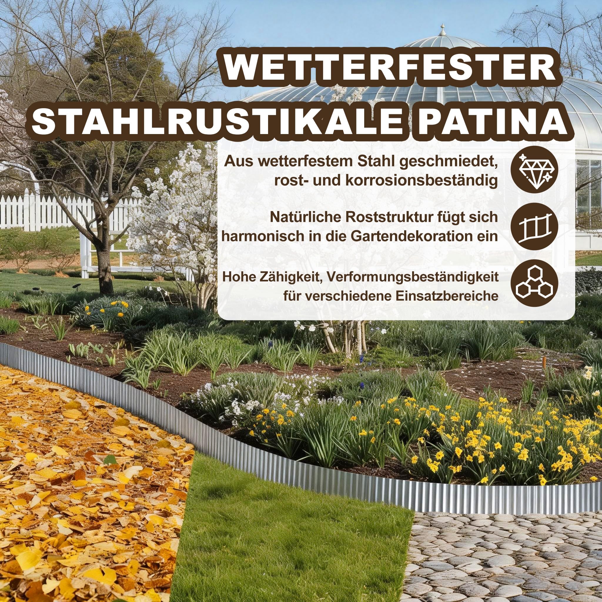 Froadp Obrzeże trawnikowe metalowe, 30 m x 18 cm, srebrne, faliste obramowanie rabatki