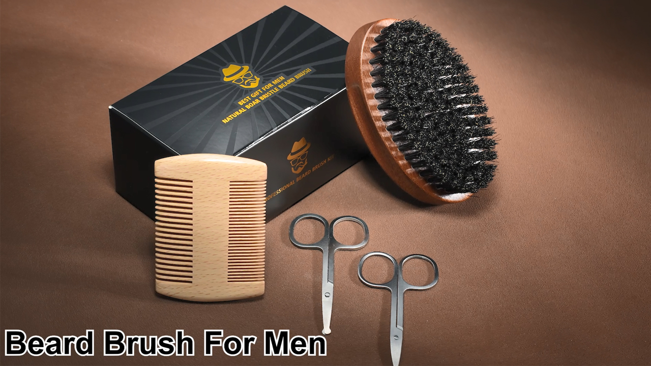 Professional Soft Boar Bristle Wood Beard Brush Hairdresser Shaving Brush Comb Men Mustache Comb Kit With Gift Bag Hair Comb Set | UK - View #6