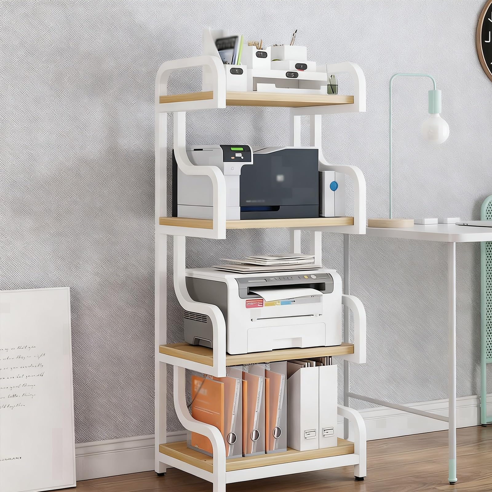 Support AV pour équipement vidéo : meuble colonne à 4 couches pour rangement multimédia de salon