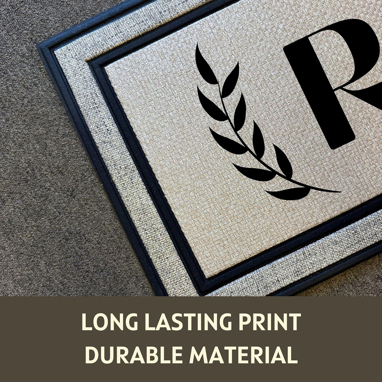 Custom Initial Indoor and Outdoor Door Mat 18x30 Inch - Personalized Family Name Monogram Doormat with Non-Slip Rubber Backing and Polyester Top - Made in USA - Housewarming Gift (MNG - Wreath)