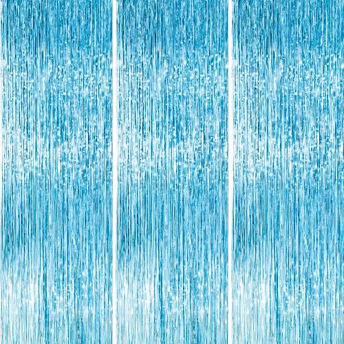 Vista 118 de PartyWoo Cortinas de flecos de aluminio plateadas, 2 serpentinas plateadas de 3.3 x 6.6 pies, telón de fondo con flecos, fondo de oropel, cortina