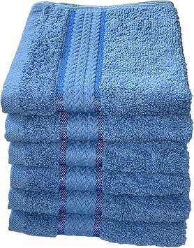 Washcloths Set of 6, 100% Ring Spun Cotton Zero Twist Wash Cloths for Body and Facewash Design to exfoliate Your Hands, Soft and Absorbent Machine Washable, 12 x 12 Inch.