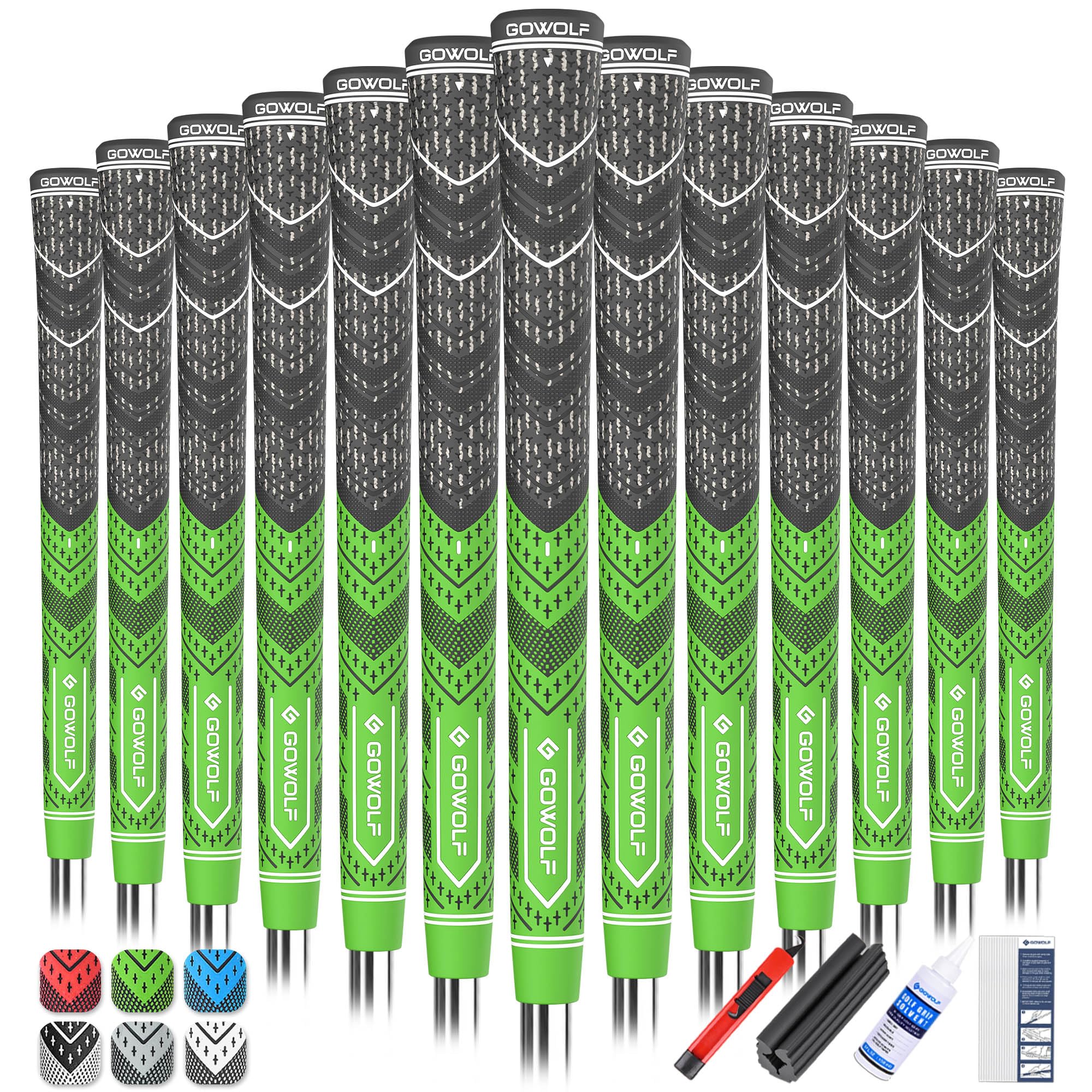 Gowolf Golf Grip Cord Rubber Multi-compound Golf Driver Irons Club Choose 13 Grips with 15pcs Tapes Or Full Kit choose one