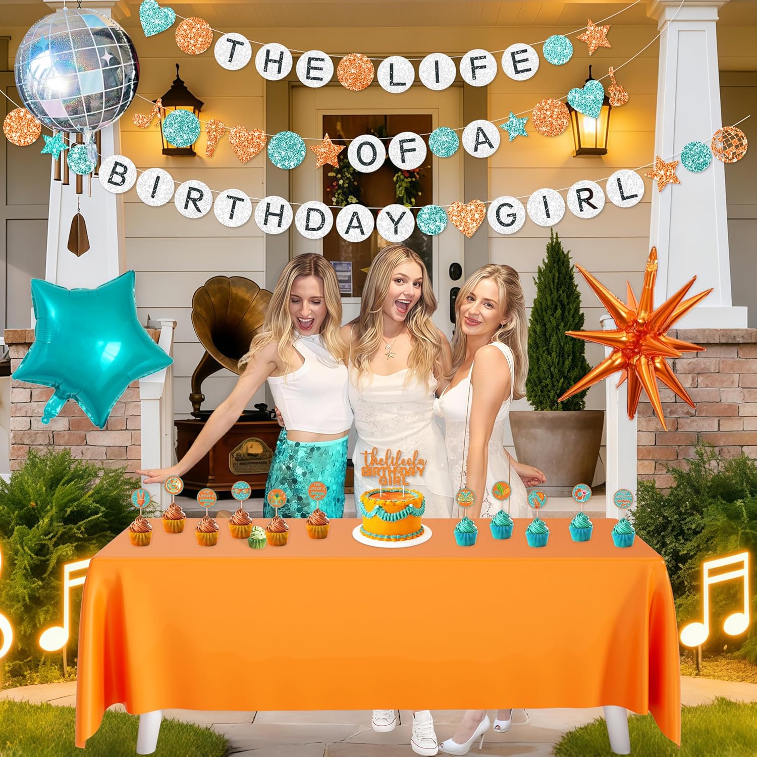 133 Pcs Life of A Birthday Girl Party Decorations, Birthday Decorations for Girls Included Swirls, Banner, Cake Topper, Balloons, Tablecloth, Backdrop, Rain Curtain for Party Supplies