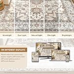 9x12 Area Rugs Living Room: Washable Vintage Rug Large Non-Slip Stain Resistant Ultra Soft Low Pile Pet Kids Friendly Carpets for Bedroom Dining Room Nursery Home Office Decor - Light Brown