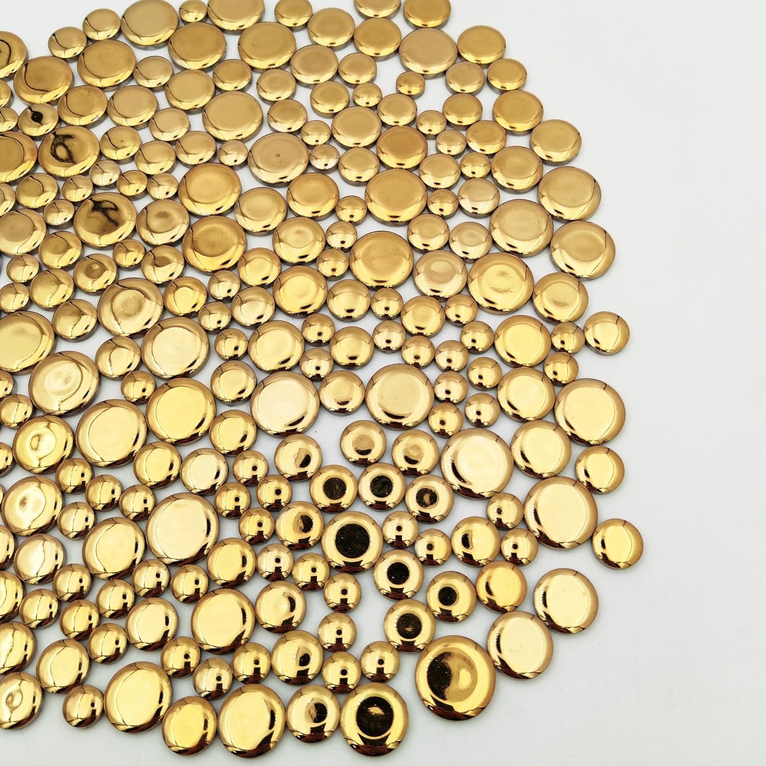 280PCS Iridescent Round Ceramic Mosaic Tiles for Crafts Bulk,1.1LB Circle Mosaic Pieces for Flowerpots, Vases, Cups, Garden and Home Decor DIY Mosaic Making Supplies (Gold)