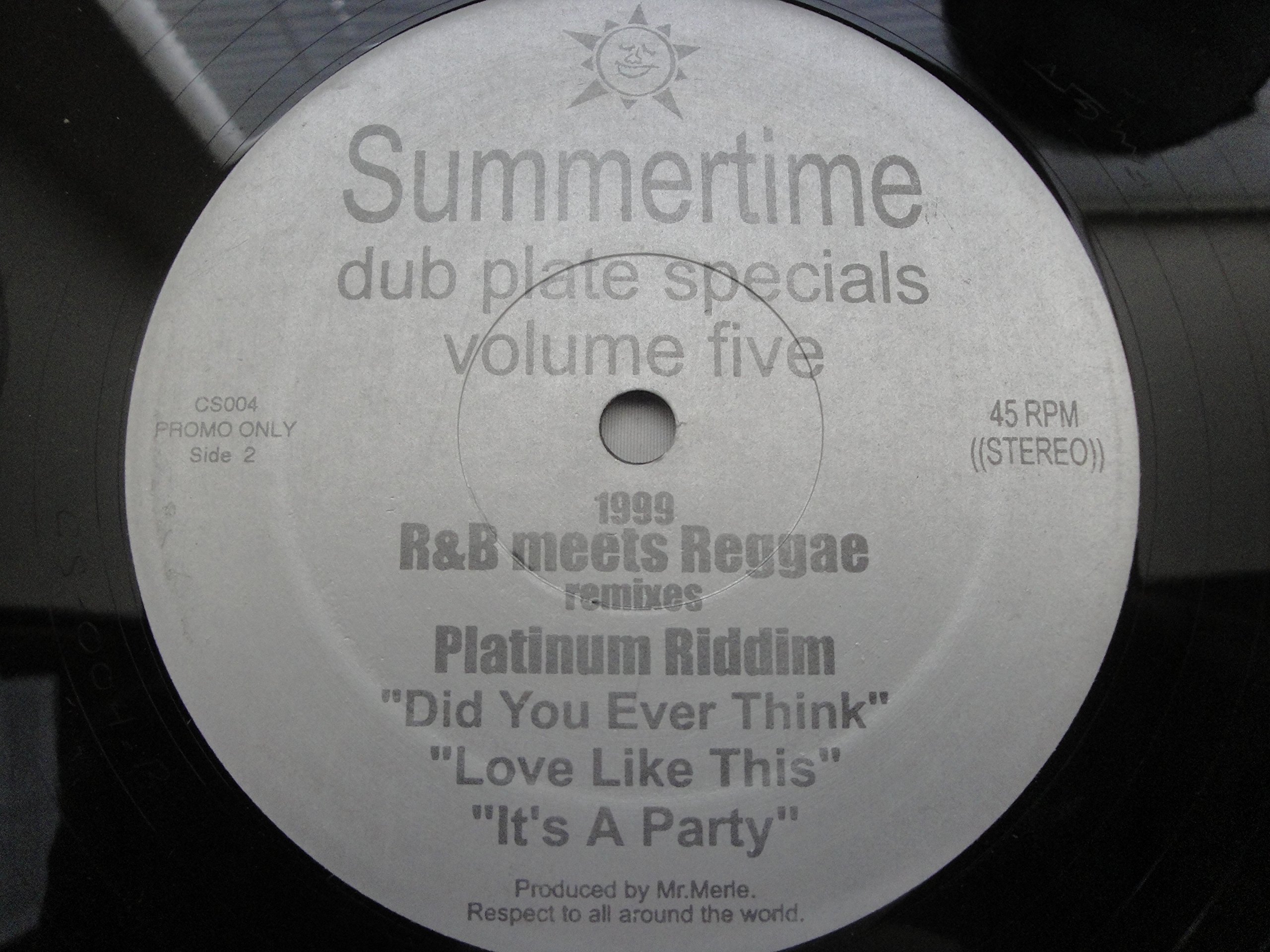 Summertime Dub Plate Specials Volume Five Vinyl 45rpm Record R & B meets Reggae remixes Unda Wata Riddim Did You Ever Think Love Like This It's A Party
