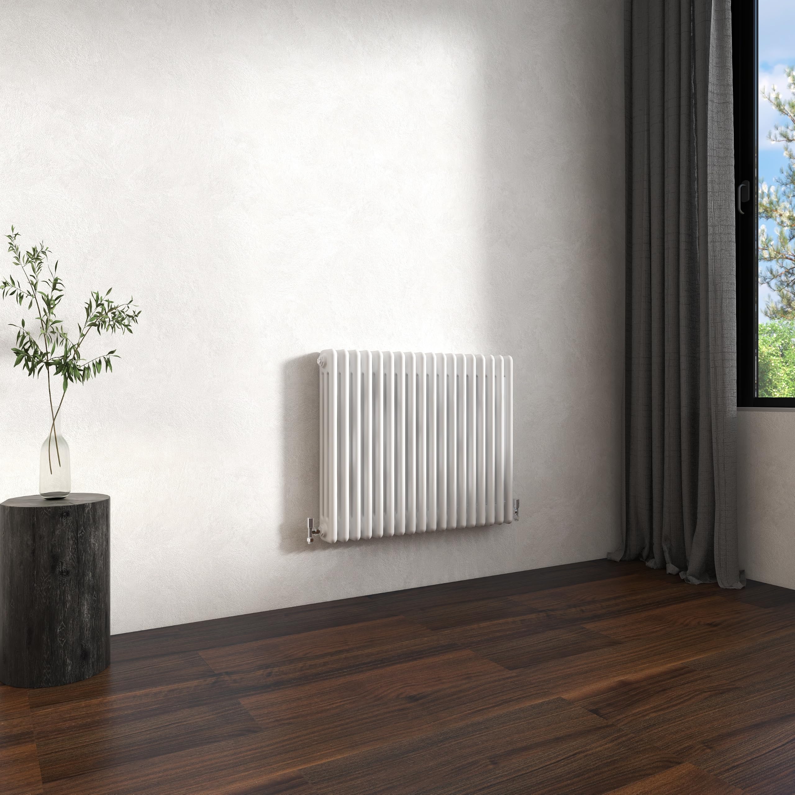 Traditional 3 Column Cast Iron Radiator 600x830mm Horizontal Gloss White