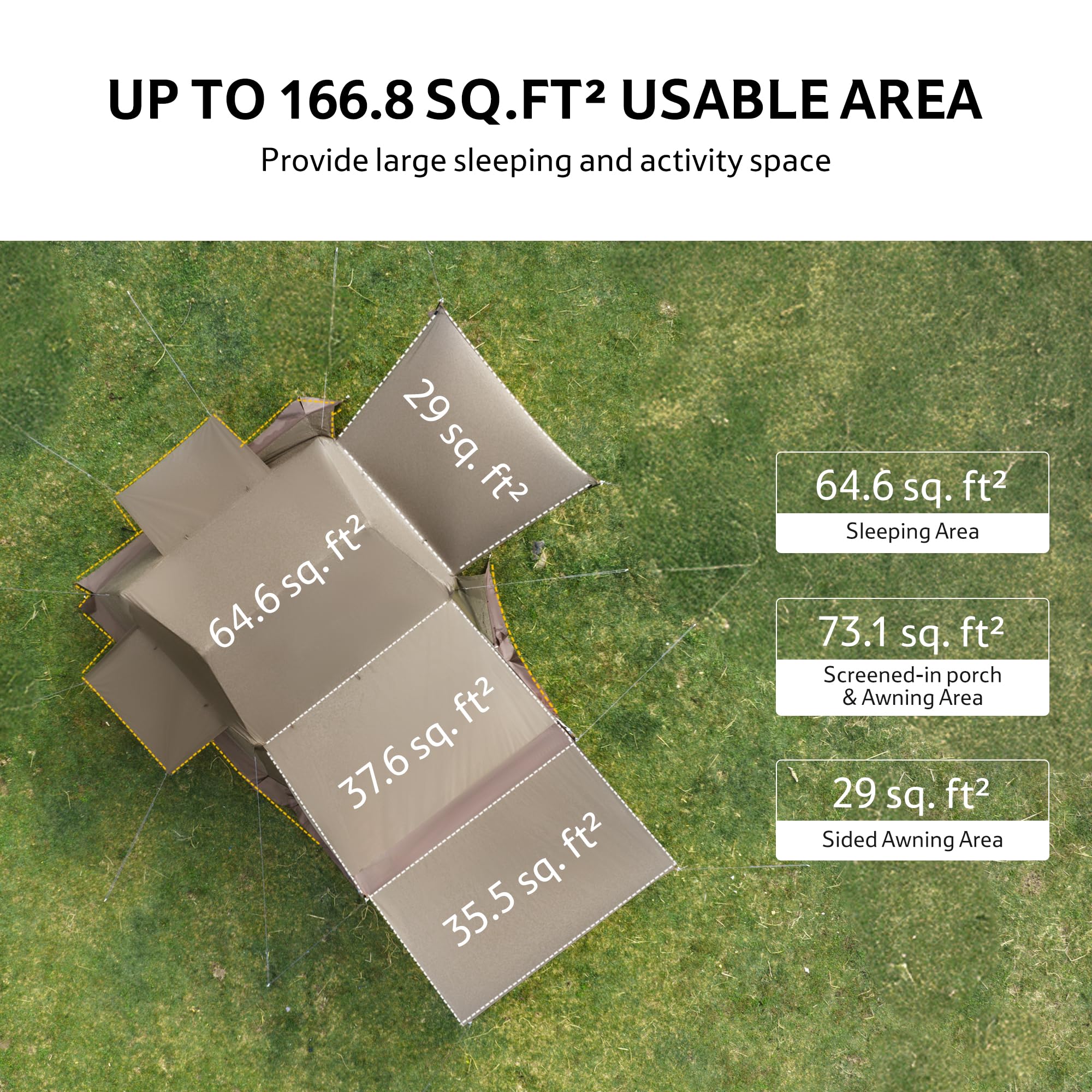 Naturehike Village 6.0 ㎡ Tenda familiare pop-up tenda da campeggio, tenda da campeggio per 4 persone, grande tunnel con colonna d'acqua 2000 mm