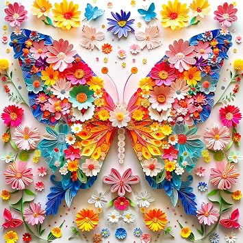 Bgraamiens Floral Butterfly Symphony-1000 Pieces Paper Flower Butterfly Puzzle for Adults, Unique Flowers Art,Perfect for Game Nights