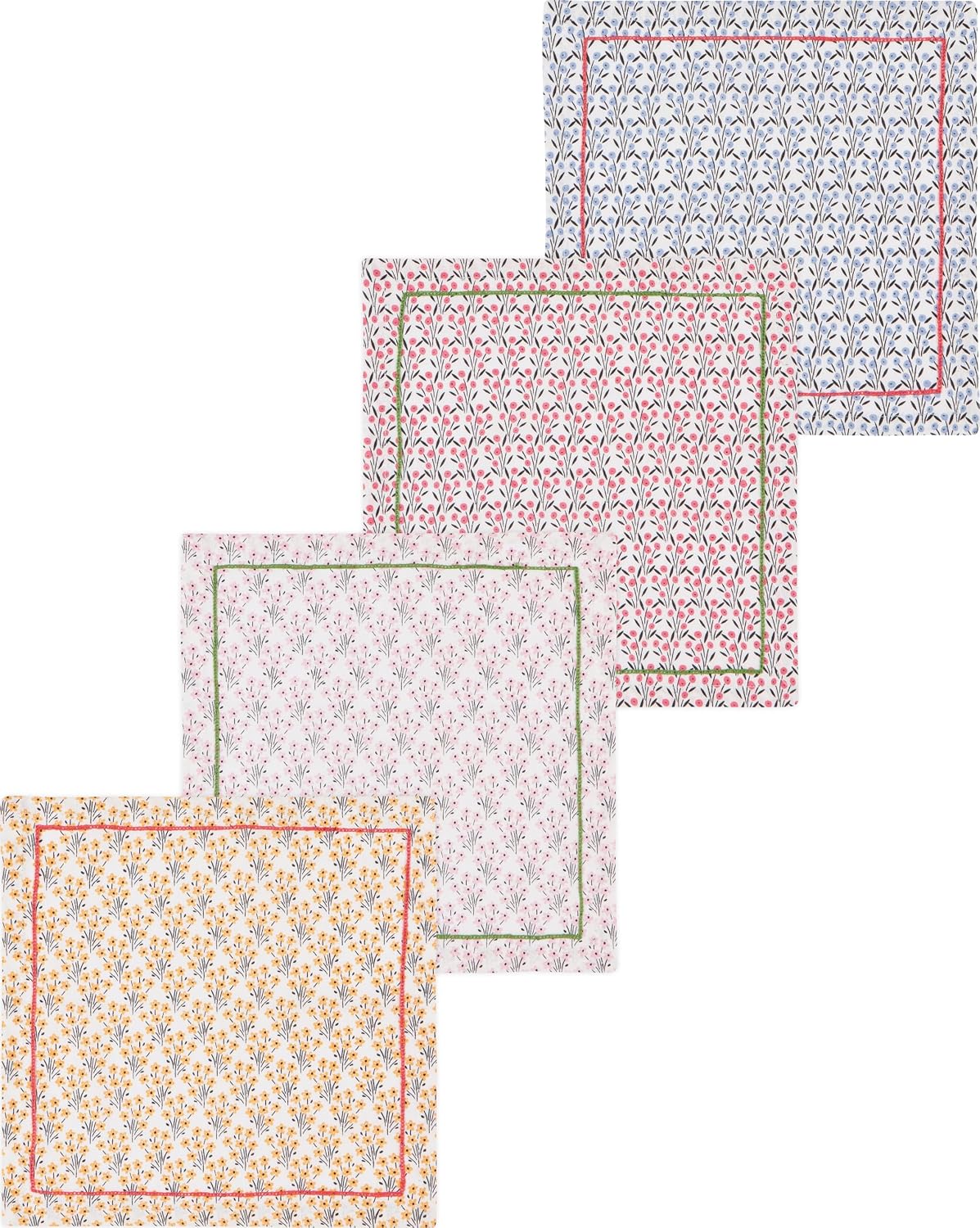 Jubilee Napkin Set of 4 - Assorted Cocktail Napkins in Cotton - 4 Pieces Included